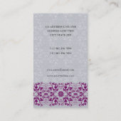 Damask Swirls Lace Orchid Custom Profile Card Visitenkarte (Rückseite)