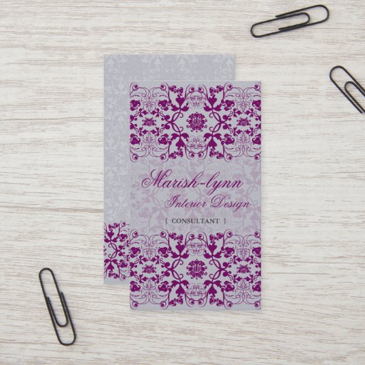 Damask Swirls Lace Orchid Custom Profile Card Visitenkarte (Vorderseite/Rückseite Beispiel)