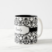 Damask-Tasse Name hinzufügen Zweifarbige Tasse (VorderseiteRechts)
