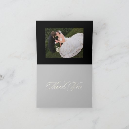 Damask Thank You Cards, wedding photos+monogram Dankeskarte (Innenseite)