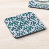 Damask Tief aquamarines Set "Kangaroo Paws" mit 6 Getränkeuntersetzer (Linke Seite)