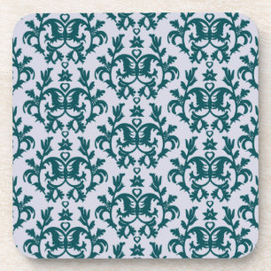 Damask Tief aquamarines Set "Kangaroo Paws" mit 6 Getränkeuntersetzer