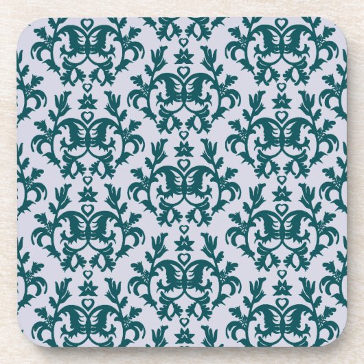 Damask Tief aquamarines Set "Kangaroo Paws" mit 6 Getränkeuntersetzer (Vorderseite)