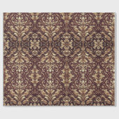 Damask Träume in Rot und Gold Geschenkpapier (Flach)