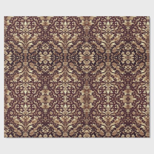 Damask Träume in Rot und Gold Geschenkpapier (Flach)