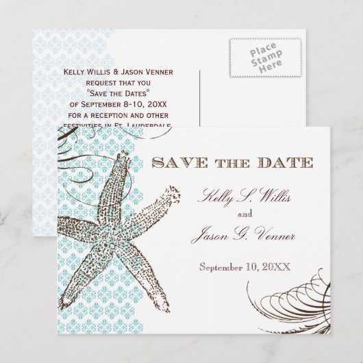 Damask Tropical | Ankündigung Datum freihalten (Vorne/Hinten)