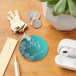 Damask Türkis Wedding Key Chain Schlüsselanhänger