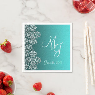 Damask Türkis Wedgepaper Napkins Serviette