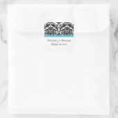 Damask Türkise Blue Brautparty Square Sticker (Tasche)