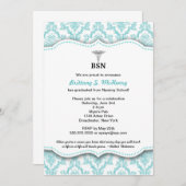 Damask Turquoise Nurpinning Abschluss BSN RN Einladung (Vorne/Hinten)