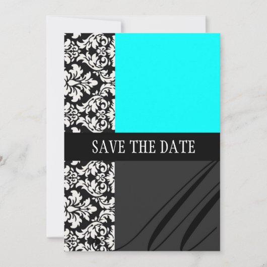Damask Turquoise Save the Date Card (Vorderseite)