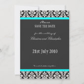Damask Turquoise Save the Date Card (Rückseite)