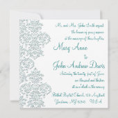 Damask Turquoise Wedding Einladung (Rückseite)