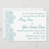 Damask Turquoise Wedding Einladung (Rückseite)