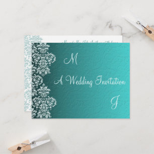 Damask Turquoise Wedding Einladung