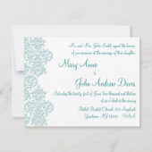 Damask Turquoise Wedding Einladung (Rückseite)