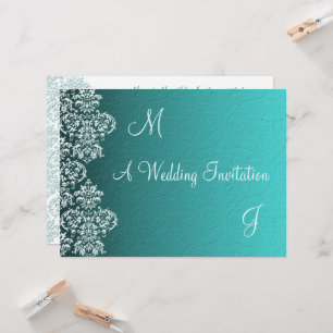 Damask Turquoise Wedding Einladung