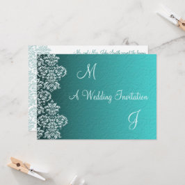 Damask Turquoise Wedding Einladung