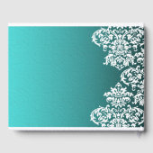 Damask Turquoise Wedding Guest Book Gästebuch (Rückseite)