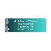 Damask Turquoise Wedding Return Address Label (Vorne)