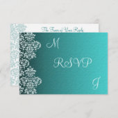 Damask Turquoise Wedding RSVP (Vorne/Hinten)