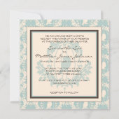 Damask Tweete Wedding Invite Square Einladung (Rückseite)