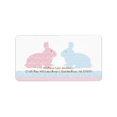 Damask Twin Bunny Rabbits Rücksendeadresse Adressaufkleber (Vorne)