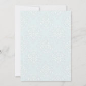 Damask Typografy Blue n Pink Floral Wreath Bridal Einladung (Rückseite)