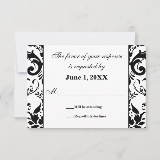 Damask UAWG Wedding Response Cards RSVP Karte (Vorderseite)