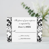 Damask UAWG Wedding Response Cards RSVP Karte (Stehend Vorderseite)