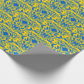 Damask Ukraine Energizing Yellow FreedBlue Geschenkpapier (Ecke)