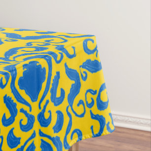 Damask Ukraine Energizing Yellow FreedBlue Tischdecke