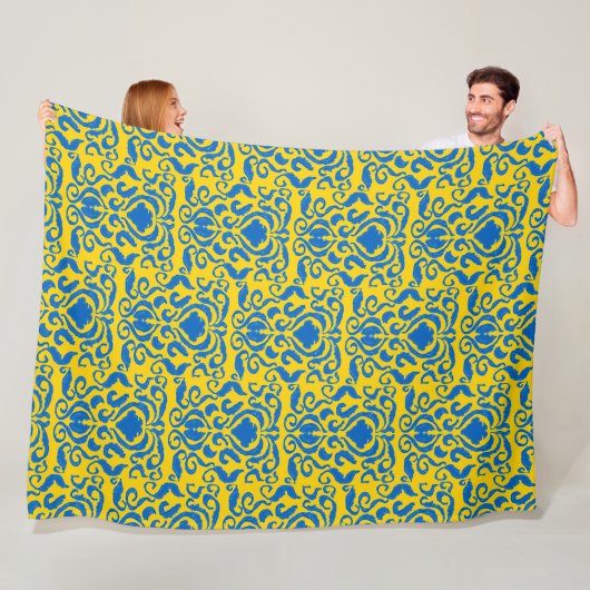Damask Ukraine FreedBlue Energizing Yellow Fleecedecke (Beispiel)