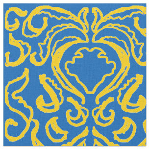 Damask Ukraine FreedBlue Energizing Yellow Stoff