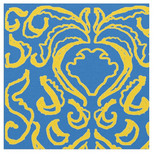 Damask Ukraine FreedBlue Energizing Yellow Stoff (Nahaufnahme)