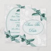 Damask und Bows 70. Geburtstag Save the Date (Vorne/Hinten)