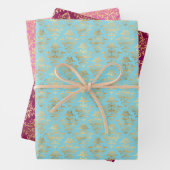Damask und Gold Foil Wrapping Paper Geschenkpapier Set (Beispiel)