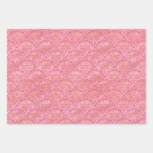 Damask und Gold Foil Wrapping Paper Geschenkpapier Set (Vorderseite 3)