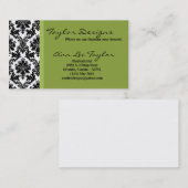 Damask und Green Elegante Trendy Chic Business Car Visitenkarte (Vorne/Hinten)