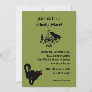 Damask und grünes Halloween Einladung