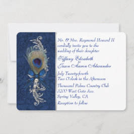 Damask und Peacock Feather Wedding Einladung