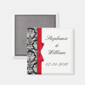 Damask und Red Bow Kühlschrankmagnet (Vorderseite/Rückseite)