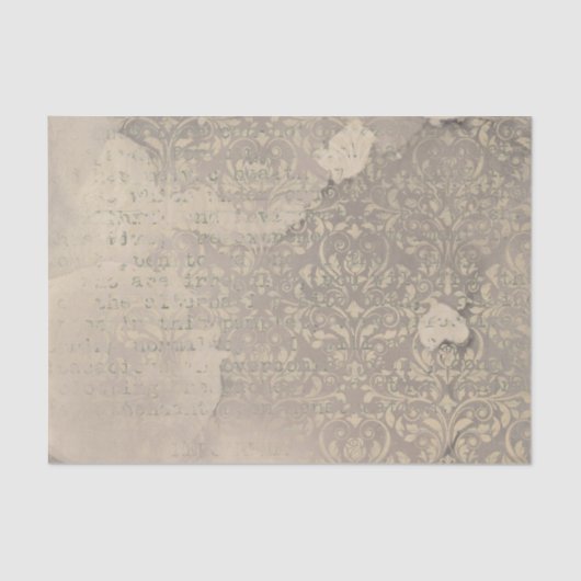 Damask und Text der Schreibmaschine Seidenpapier (Vorderseite)