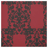 Damask Verziert Schwarz/Rot-Design Stoff (Muster)