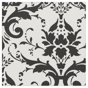 Damask Verziert Schwarzweiß-Design Stoff