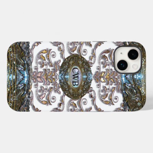 Damask Veyla Baroque Monogram Case-Mate iPhone Hülle (Rückseite (Horizontal))