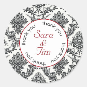 Damask Vielen Dank (#LABL026) Runder Aufkleber