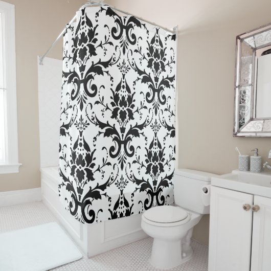 Damask Viktorianisch Vintag Black & White Duschvorhang (Beispiel)