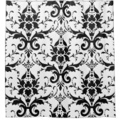 Damask Viktorianisch Vintag Black & White Duschvorhang (Vorderseite)