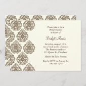 Damask Vintag Bridal Dusche Einladung (Vorne/Hinten)